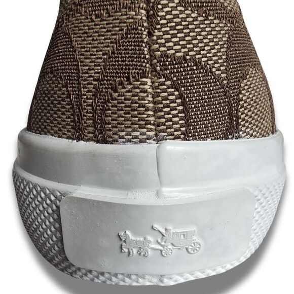 Coach Chrissy Sneakers 9.5 Beige Brown Jacquard Signature C Slip-On Shoes Loafer - Picture 7 of 11